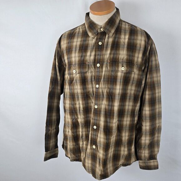 Orvis Trout Bum Shirt Men's Large Brown Plaid Button Down Long Sleeve - Picture 16 of 16